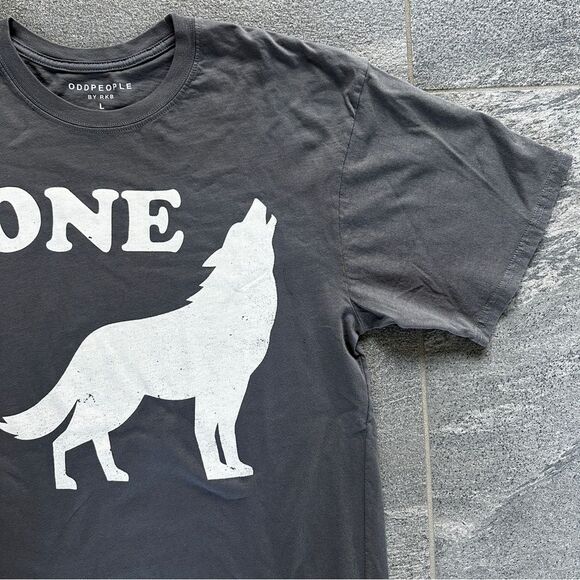 NWOT Lone Wolf Recycled Karma x ODDPEOPLE Graphic Unisex Tee Shirt Grey Large - Picture 4 of 13